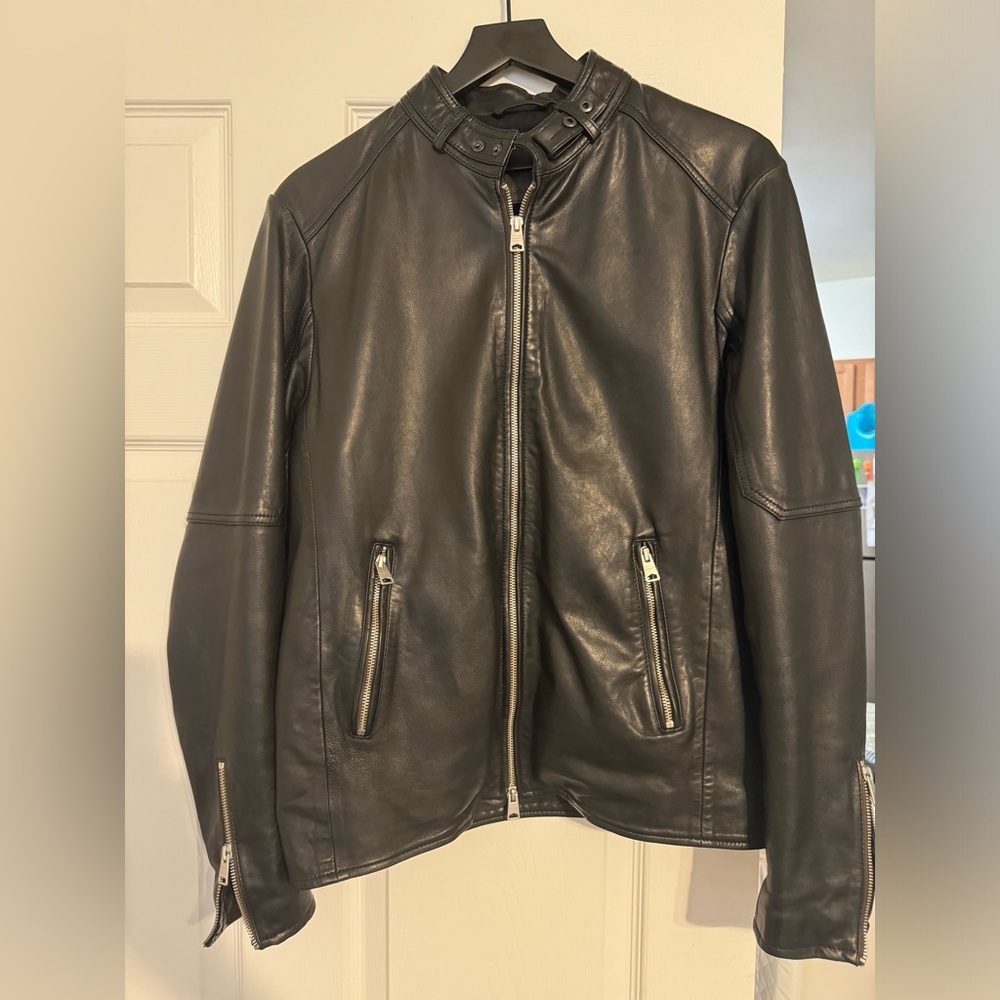 CORA LEATHER SNAP COLLAR JACKET